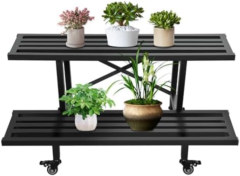 Plant Parents - Wytrzymały Metalowy Stojak na Rośliny 2-poziomowy,